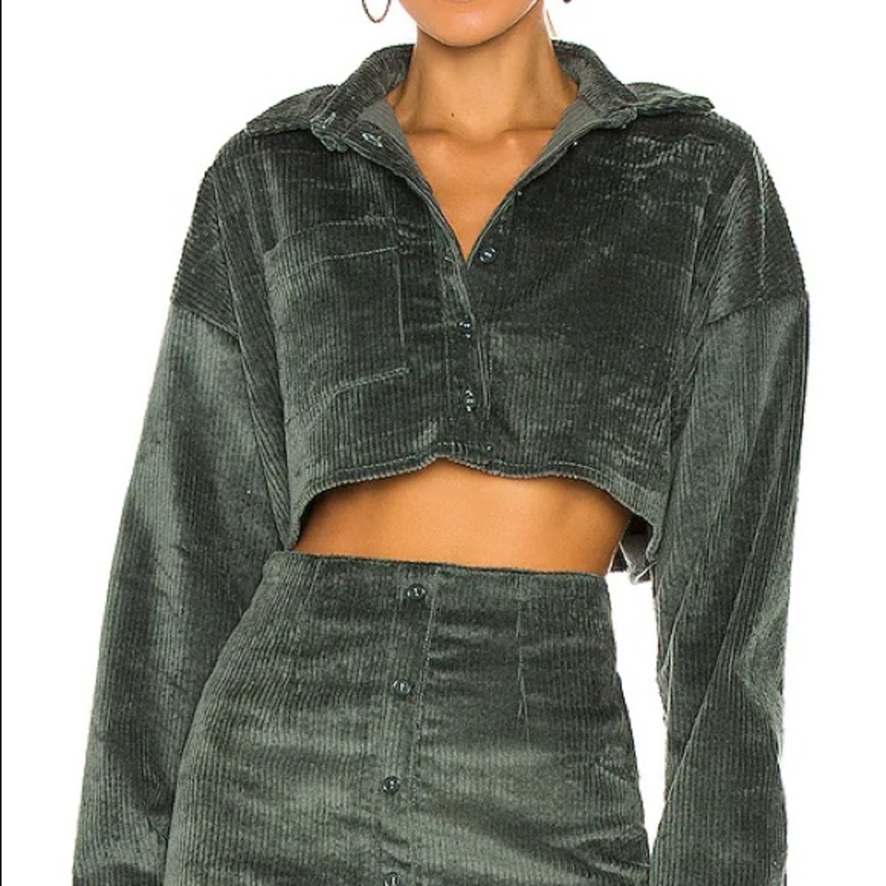 Danielle Guizio Corduroy Cropped Shirt